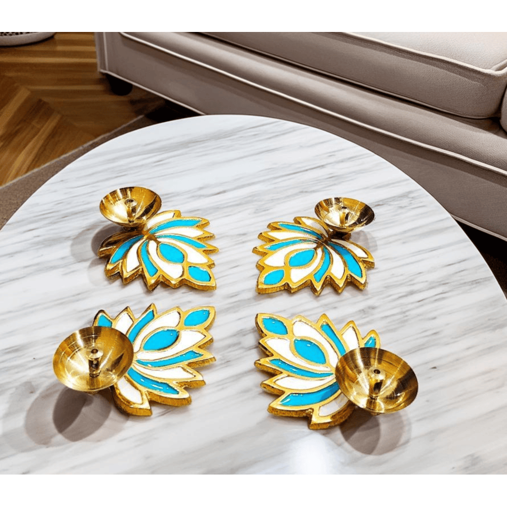 Brass Rangoli Deepak with Alumnium Lotus Finish Floor Decoration.