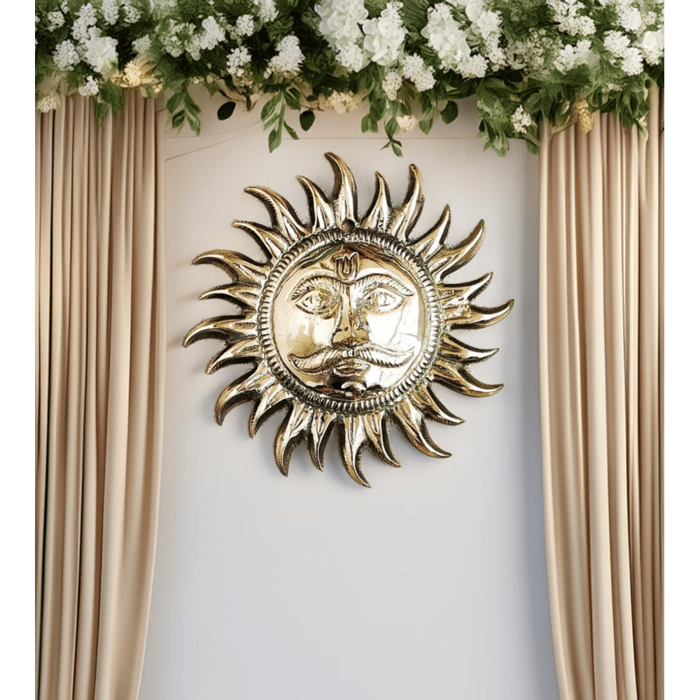 Metal Brass Surya Dev Sun Face Wall Hanging.