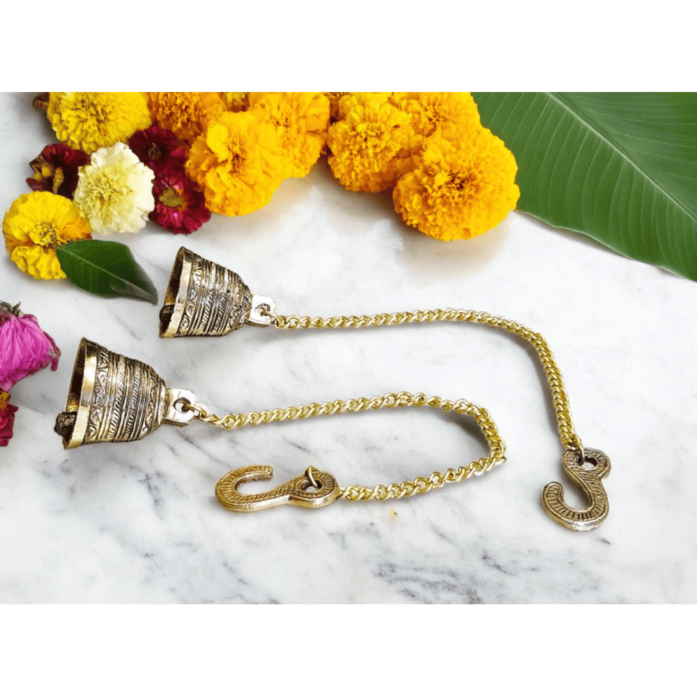 Brass Gold Wall Hanging Bell with Chain and Hanging Hook