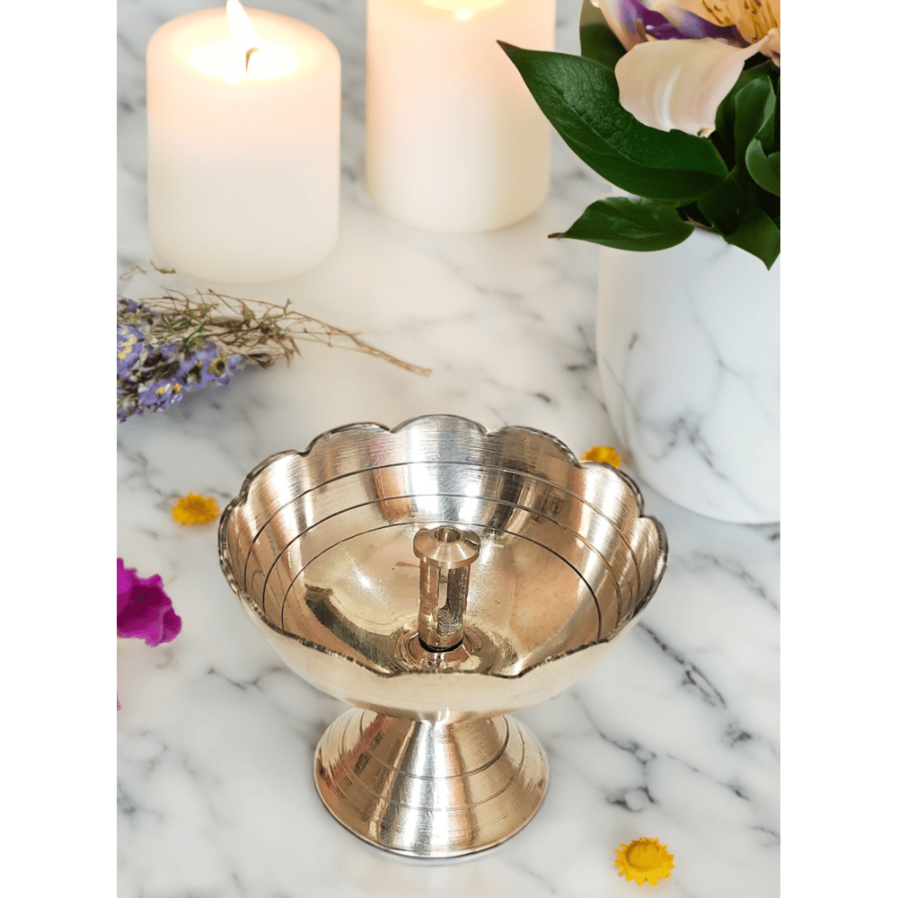Pure Brass Tomato Nanda Diya for Puja