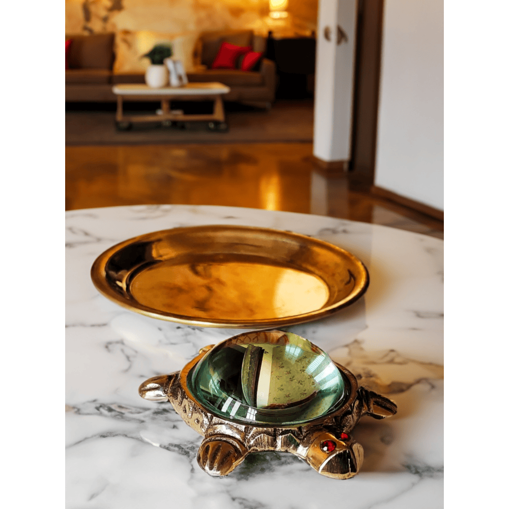 Brass Vastu Feng Shui Tortoise on Plate