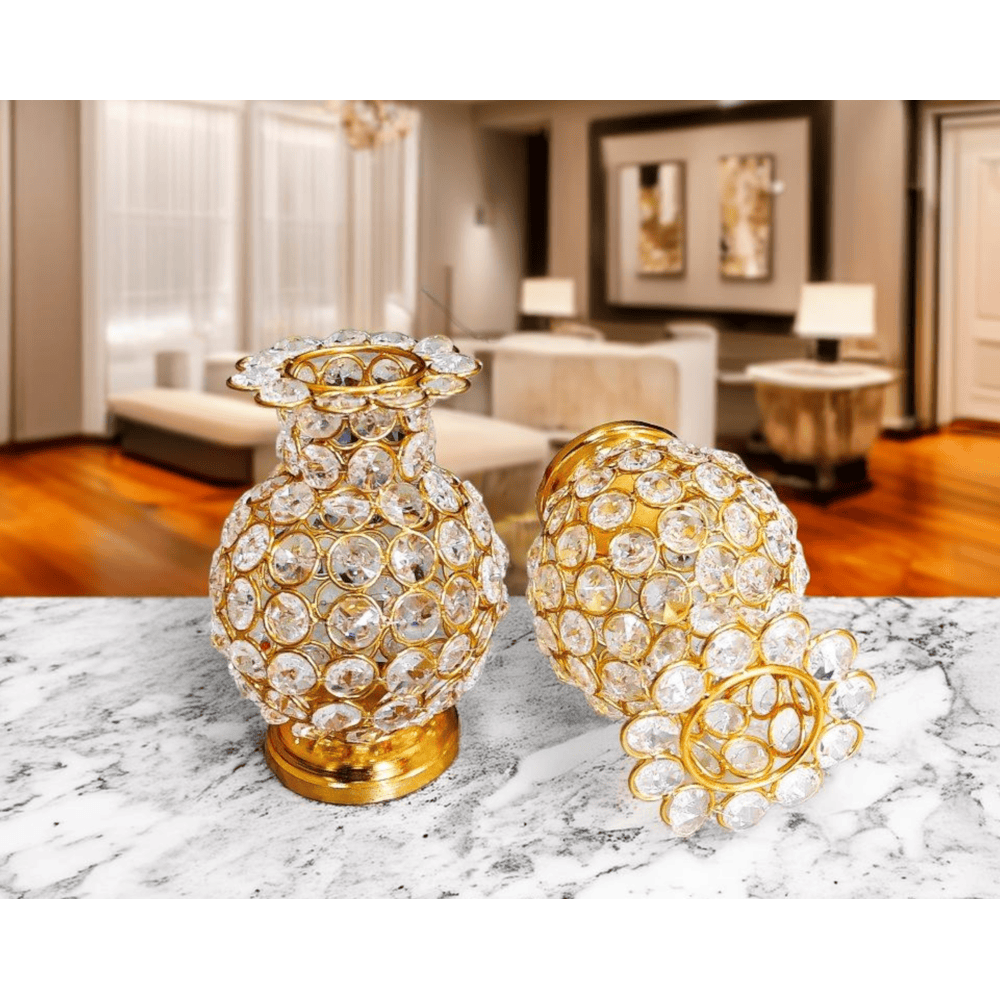 Combo of Metal Crystal Flower Vase.
