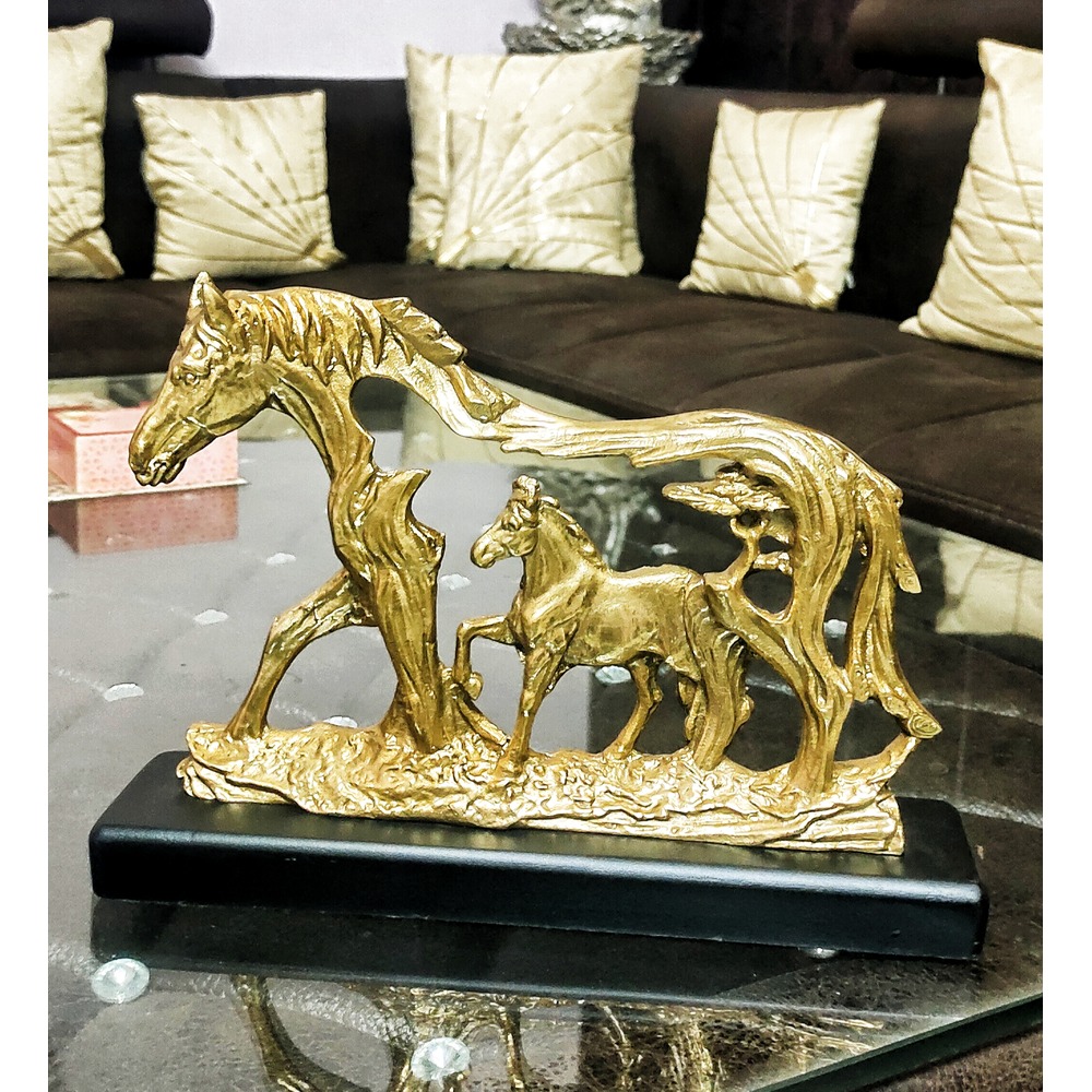 Golden Running Horse Statue